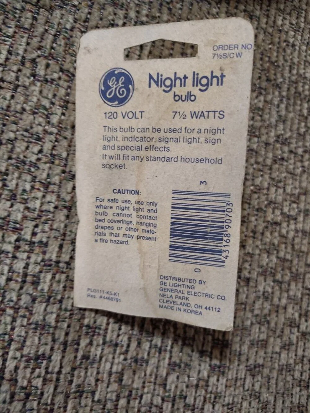 GE 90703 PC 41267 4856160 S11 7.5 7-1/2 WATT WHITE MEDIUM NIGHT LIGHT 7.5 BULB